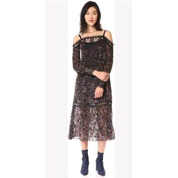 Nanette Lepore Dresses & Skirts - Nanette Lepore Black Floral Rayon Silk Lace Dress Dark Romantic Womens Size 10